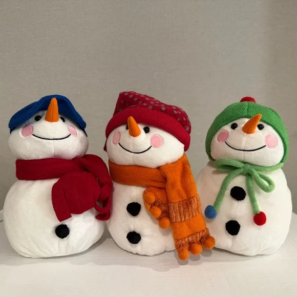 St. Nicholas Square Snowman Trio with Red, Orange, and Green Accents - Picture 1 of 4